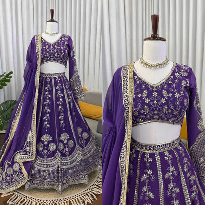 Elegant Faux Georgette Lehenga Choli with Sequence Work