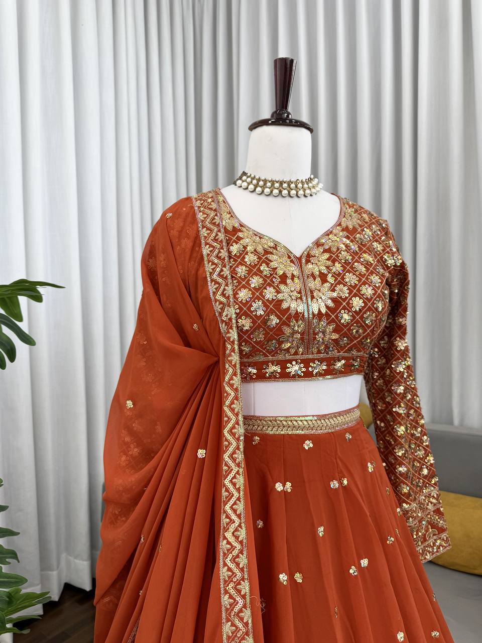 Premium Foux Georgette Lehenga Choli with Intricate Embroidery
