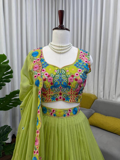 Elegant Tabby Organza Silk Lehenga Choli with Sequence Embroidery