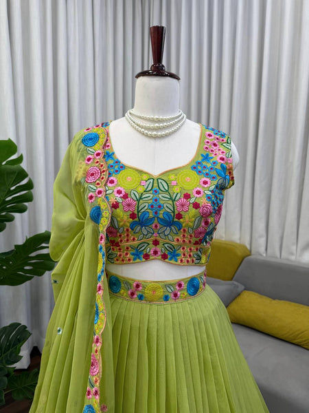 Elegant Tabby Organza Silk Lehenga Choli with Sequence Embroidery