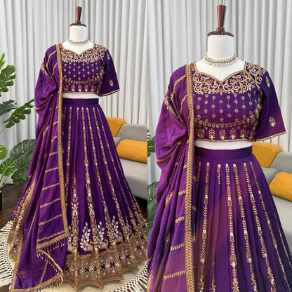 Elegant Vichitra Silk Lehenga Choli with Sequence Embroidery