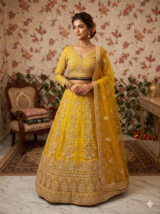 Premium Butterfly Net Lehenga Choli with Heavy Sequins Embroidery