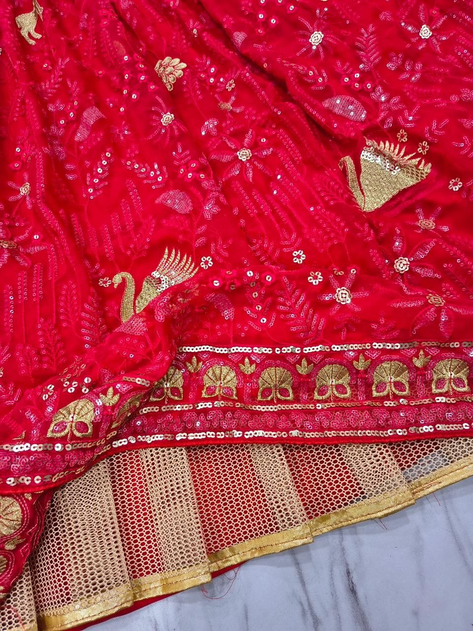 Premium Faux Georgette Peacock Design Lehenga Choli