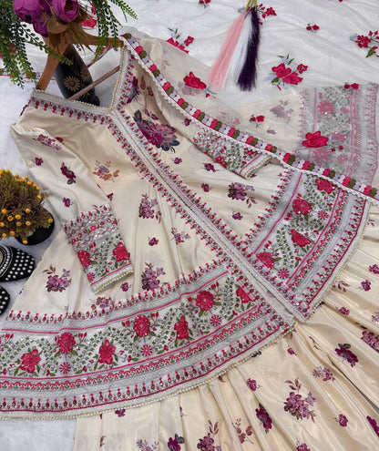 Heavy Natural Crepe Silk Peplum Top with Sharara & Dupatta Set