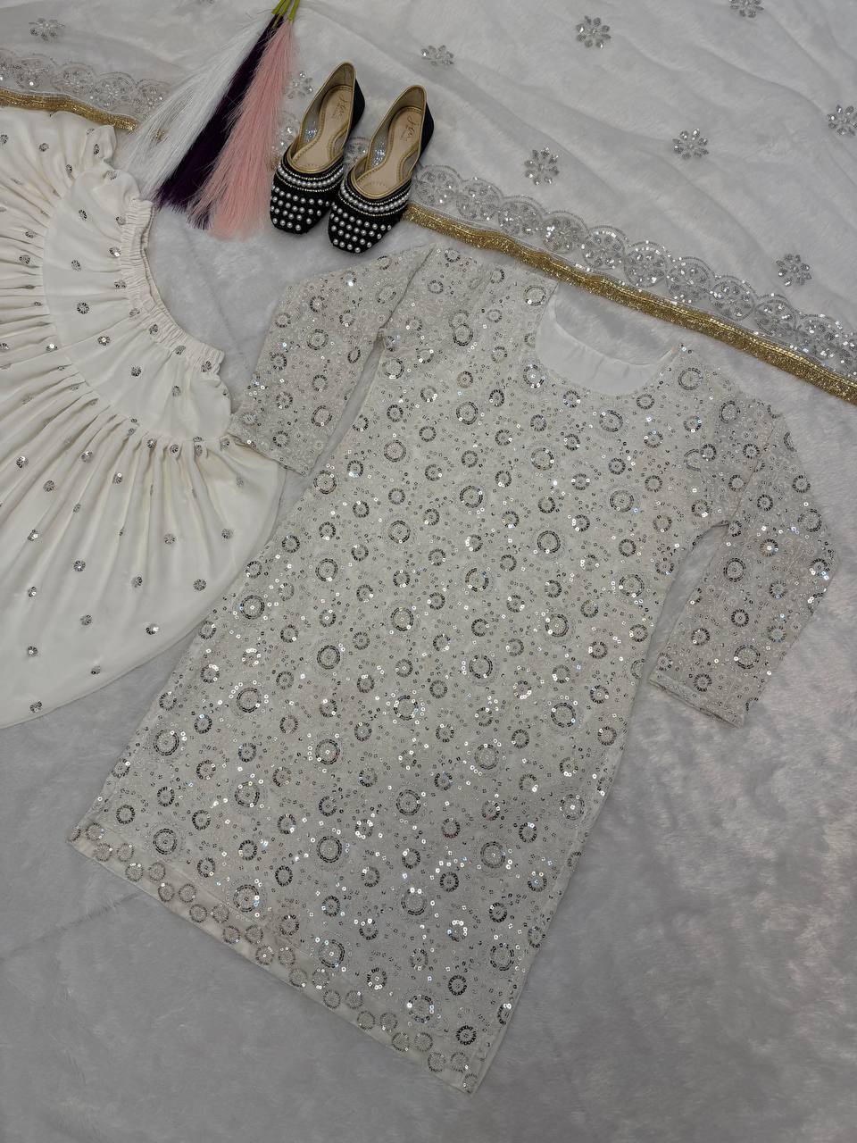 Elegant Blooming Faux Georgette Dhoti Salwar Suit Set