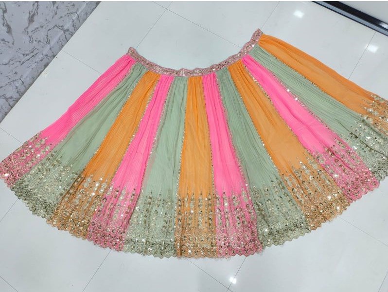 Exquisite Multi-Color Georgette Lehenga Choli with Heavy Sequence Embroidery