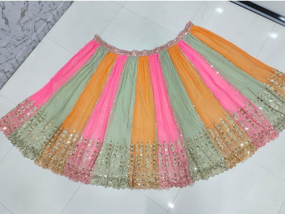 Exquisite Multi-Color Georgette Lehenga Choli with Heavy Sequence Embroidery