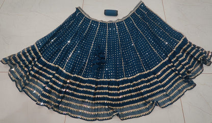 Exquisite Bottle blue Sequence Work Lehenga Set