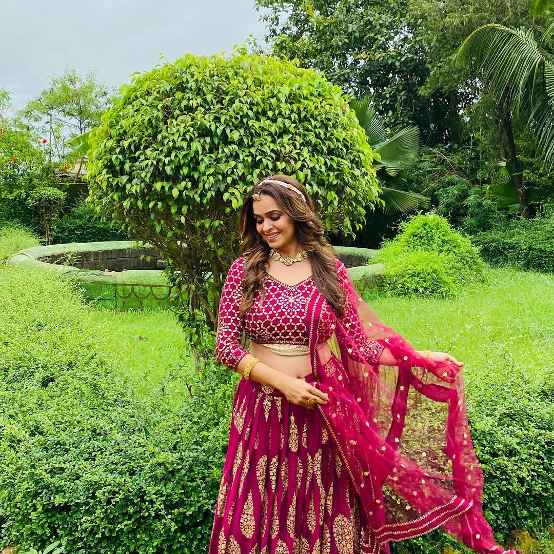 Cherry Red Faux Georgette Lehenga Choli Set