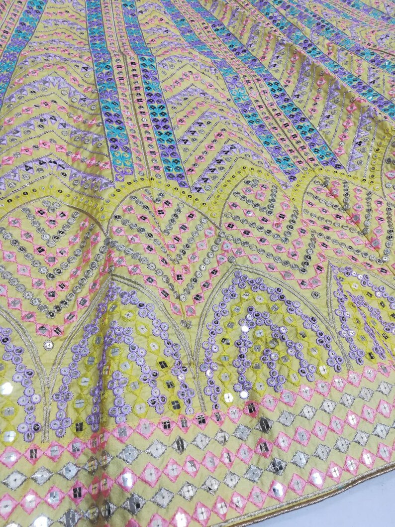 Radiant Yellow Multi-Work Dola Silk Lehenga Set