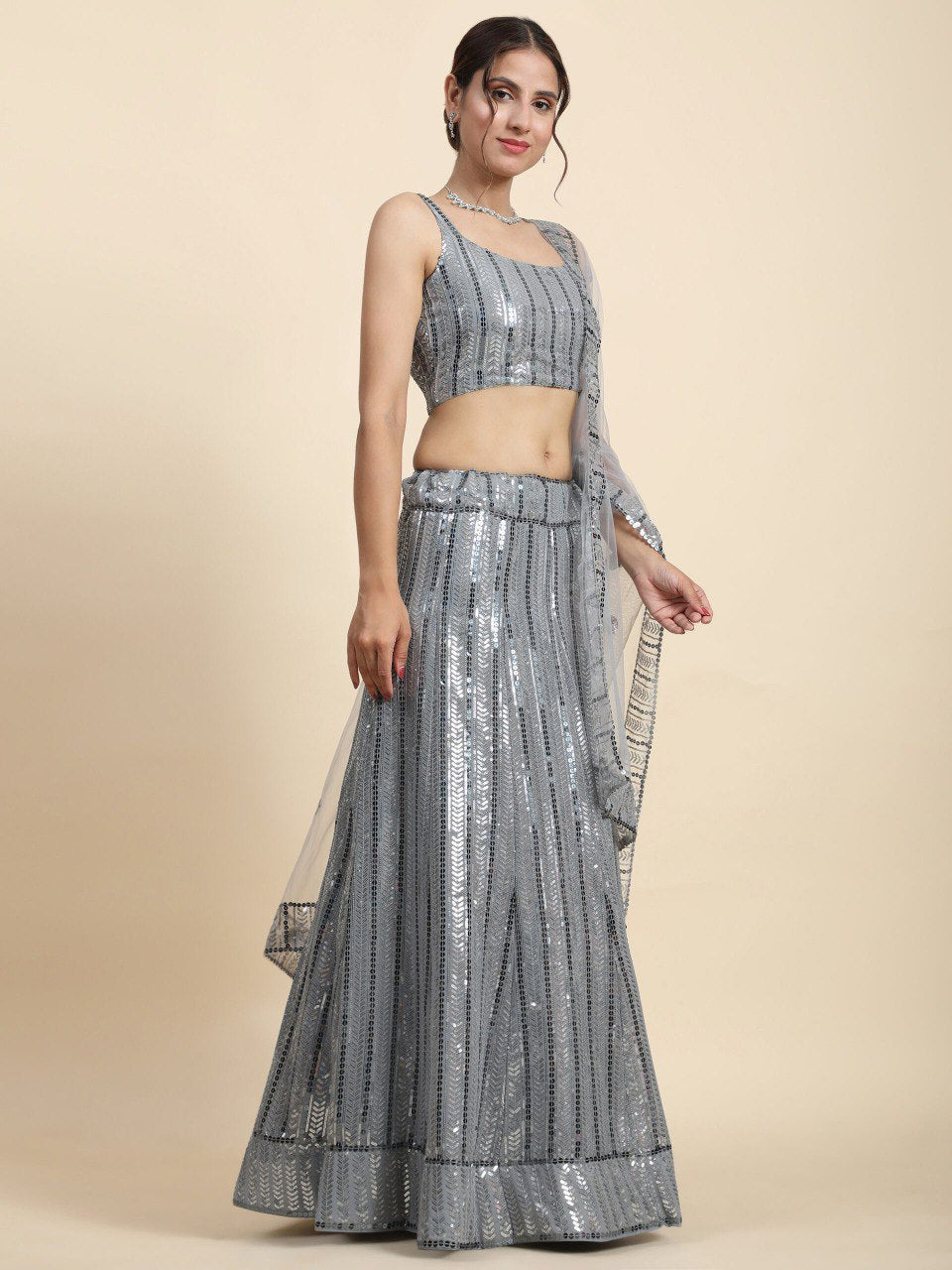 Premium Faux Georgette Sequin Embroidery Lehenga Choli Set