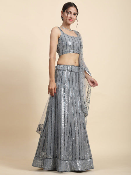 Premium Faux Georgette Sequin Embroidery Lehenga Choli Set
