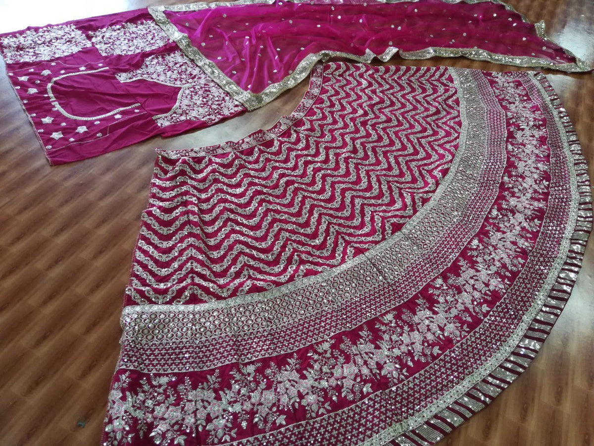 Exquisite Silk Embroidered Lehenga Choli Set with Sequins & Jari Detailing