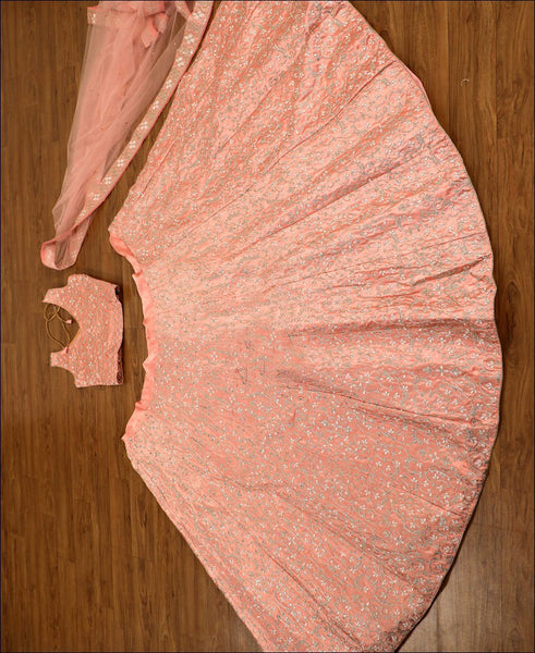 Premium Malai Satin Silk Embroidered Lehenga Choli Set