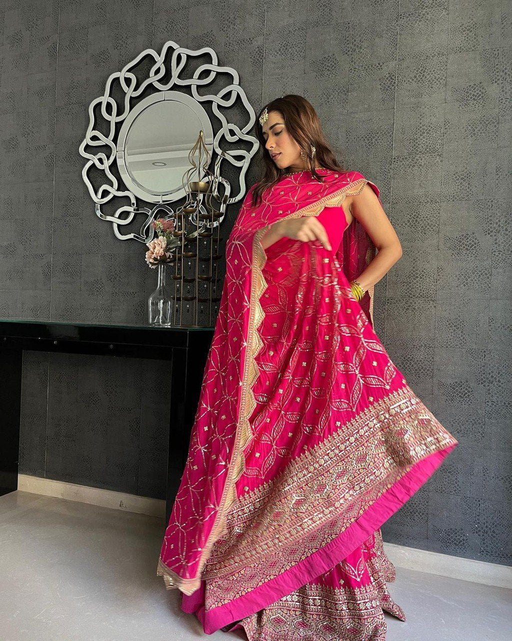 Premium Georgette Sequin Embroidery Lehenga Choli Set
