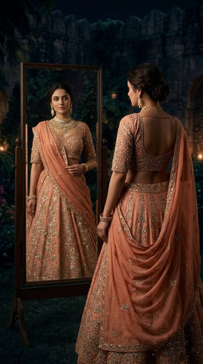 Premium Faux Georgette Lehanga Choli with Coding Sequins Work