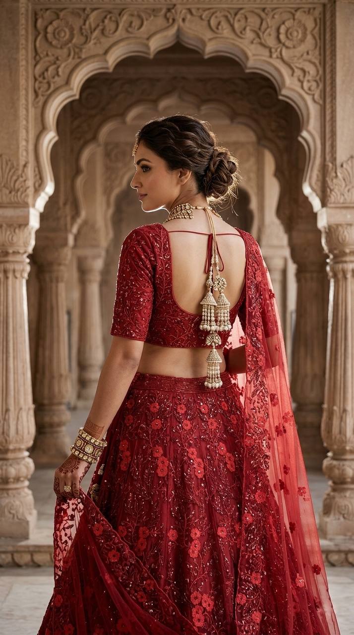 Premium Embroidered Butterfly Net Lehenga Choli Set