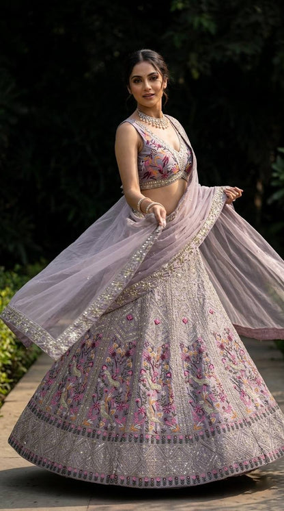 Royal Blue Satin Silk Lehenga choli Set