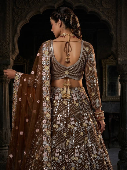 Premium Butterfly Net Lehenga with Real Mirror Sequins Work