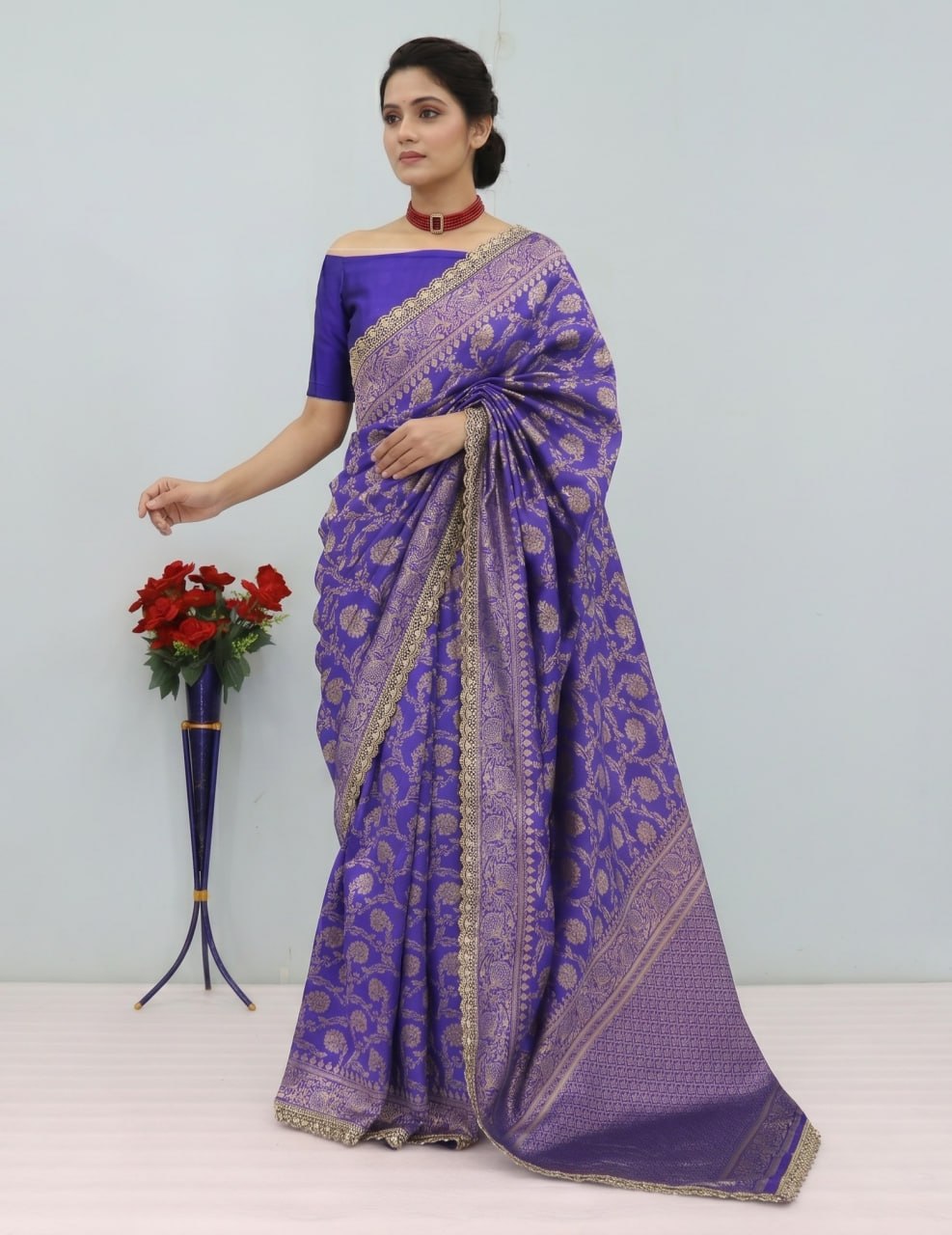 Latest Banarasi Silk Saree with Matching Silk Blouse Piece