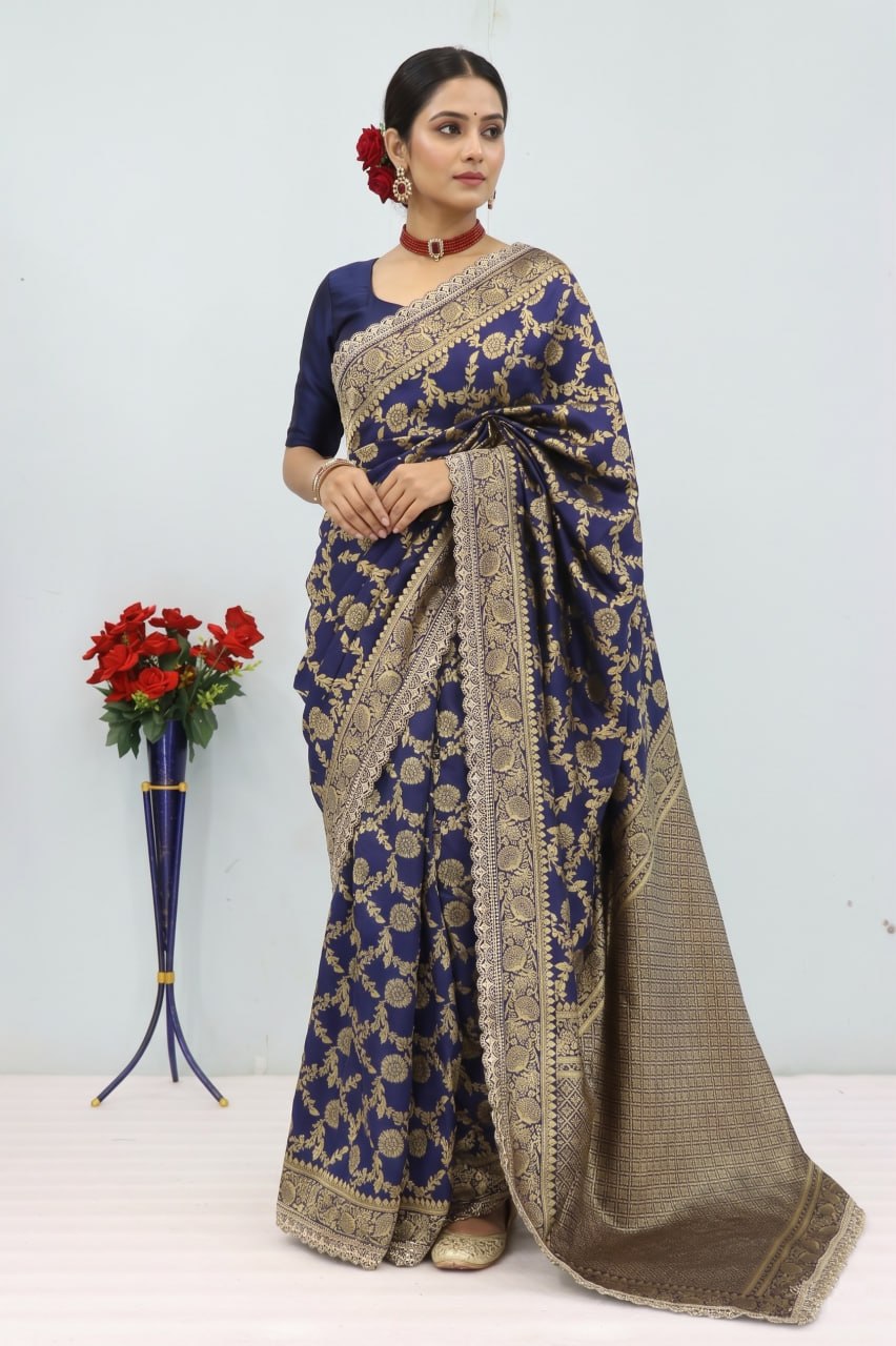 Banarasi Silk Saree Matching Silk Blouse Piece