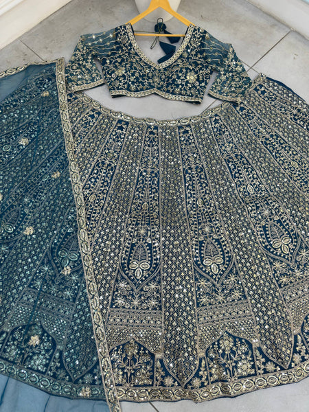Blue Color Net Lehenga Choli