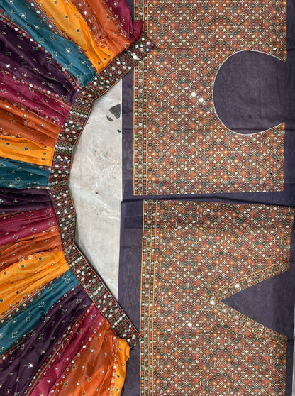 Star Georgette Digital Print & Real Mirror Work Lehenga Choli with Dupatta