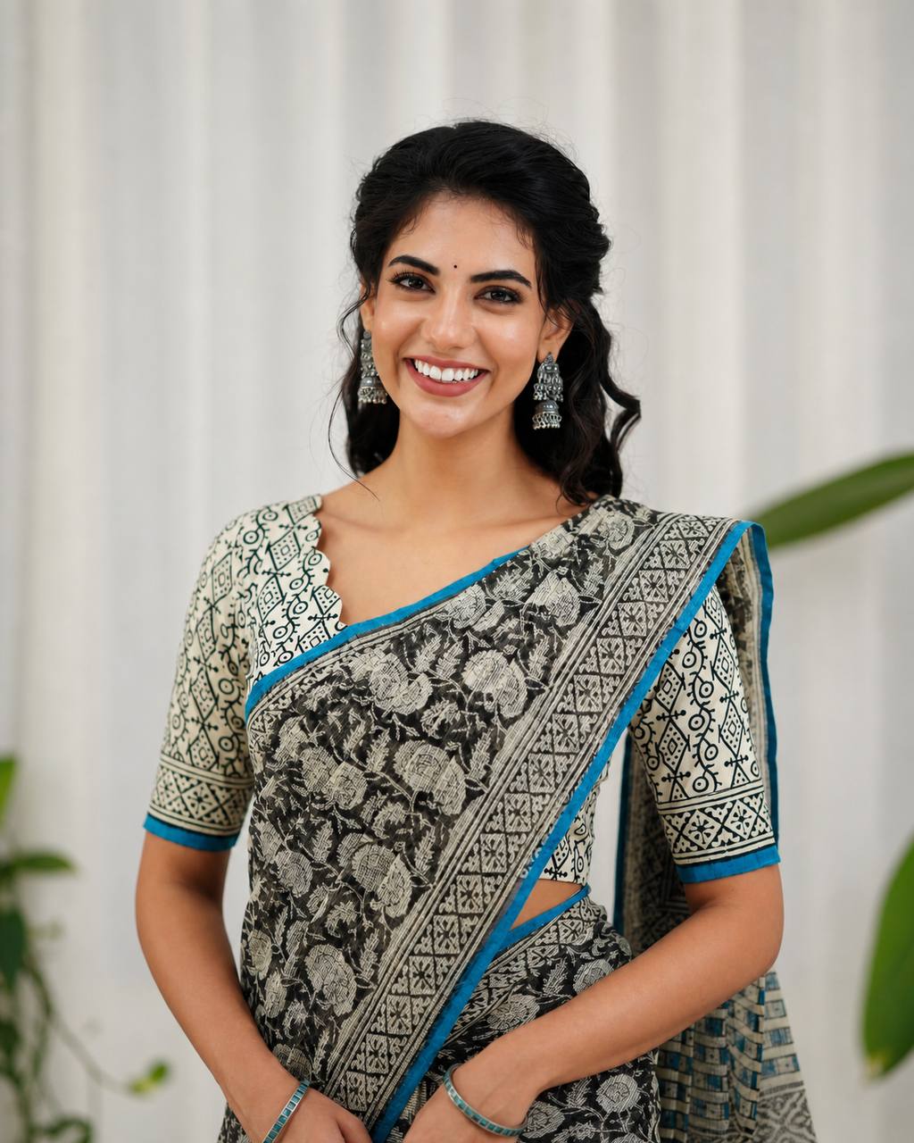 Premium Kota Doriya Digital Printed Saree with Check Weaving