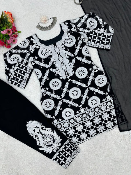 Designer Fancy Black And White Pakistani Salwar Suit