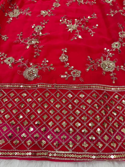Red Color Georgette Sequence Thread Work Lehenga Choli