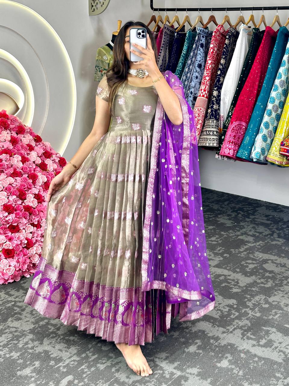 Latest Kotta Silk Jacquard Work Koti Gown