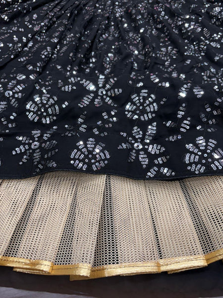 Black Color Sequence Georgette Lehenga Choli