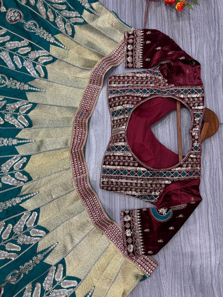 Rama Color Satin Silk Zari Lehenga Choli