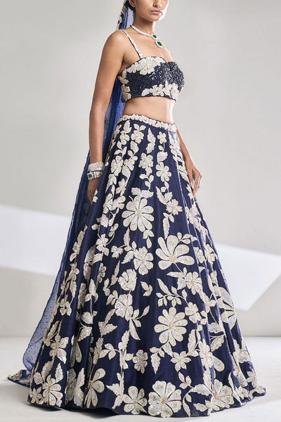 Blue Color Embroidered Sequence Silk Georgette Lehenga Choli