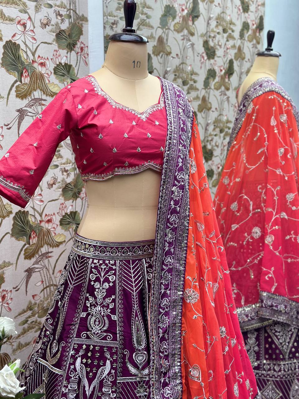 Wine Color Jalpari Silk Embroidered Lehenga Choli