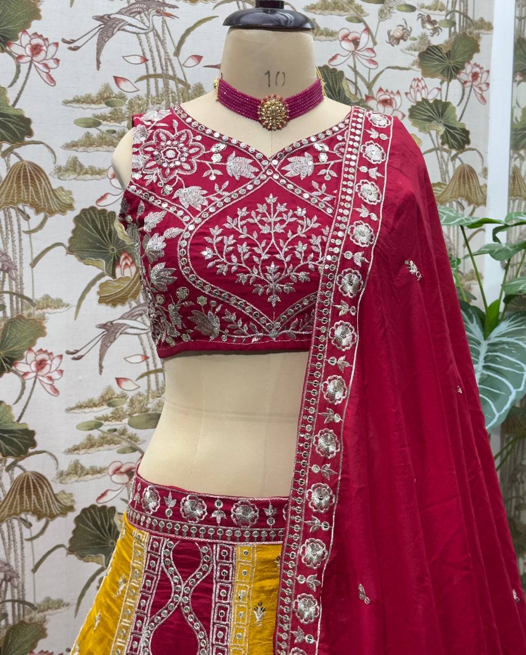 Latest Red Color Sequence Vichitra Silk Lehenga Choli