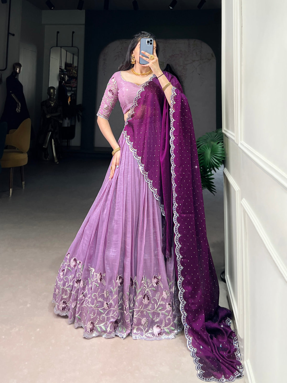 Latest Silver Glosy Sequence Work Lehenga Choli