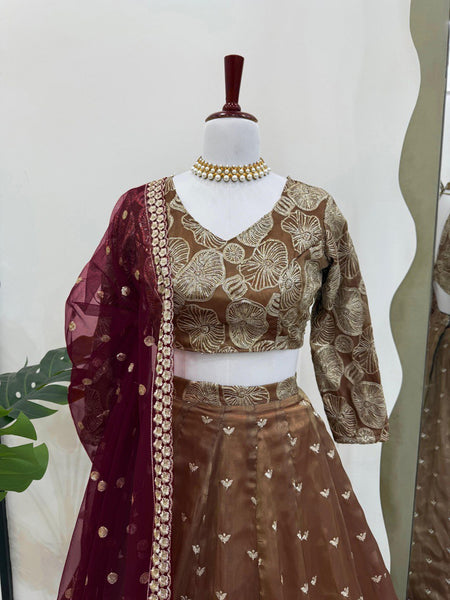 Letest Brown colour Jimmy Chu Sequnce Work Lehenga Choli