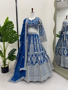 Blue Sequnce Work Georgette Lehenga Choli