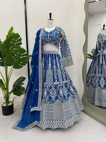 Blue Sequnce Work Georgette Lehenga Choli