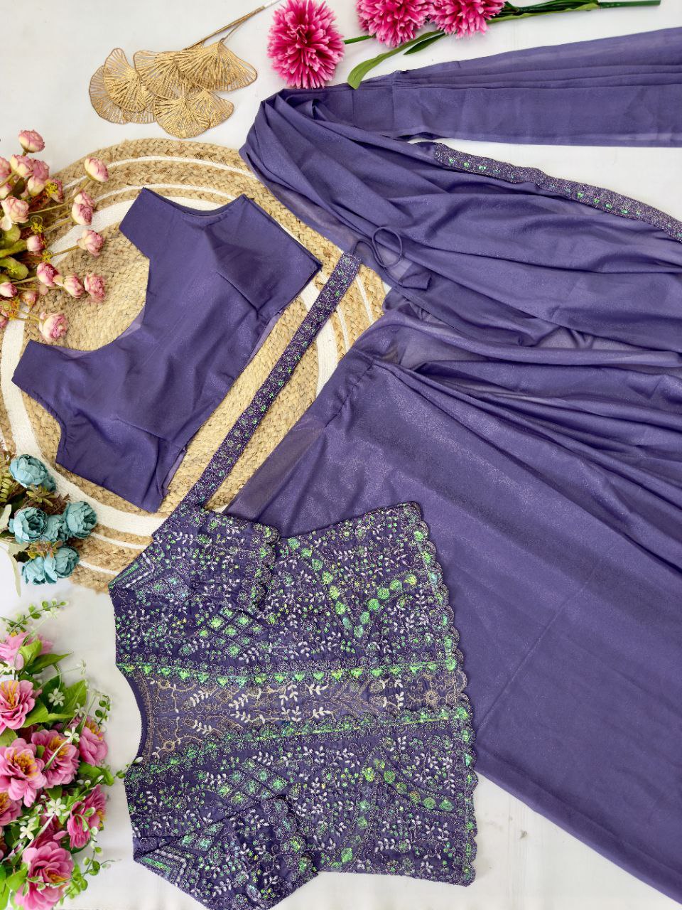 Latest Ready to wear Georgette Sequence Work Saree Jacket