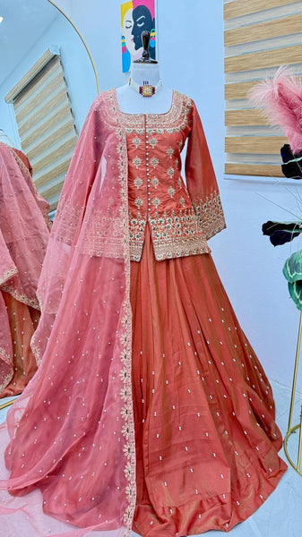 Latest Simmer Silk Moti Sequence Work Lehenga Choli