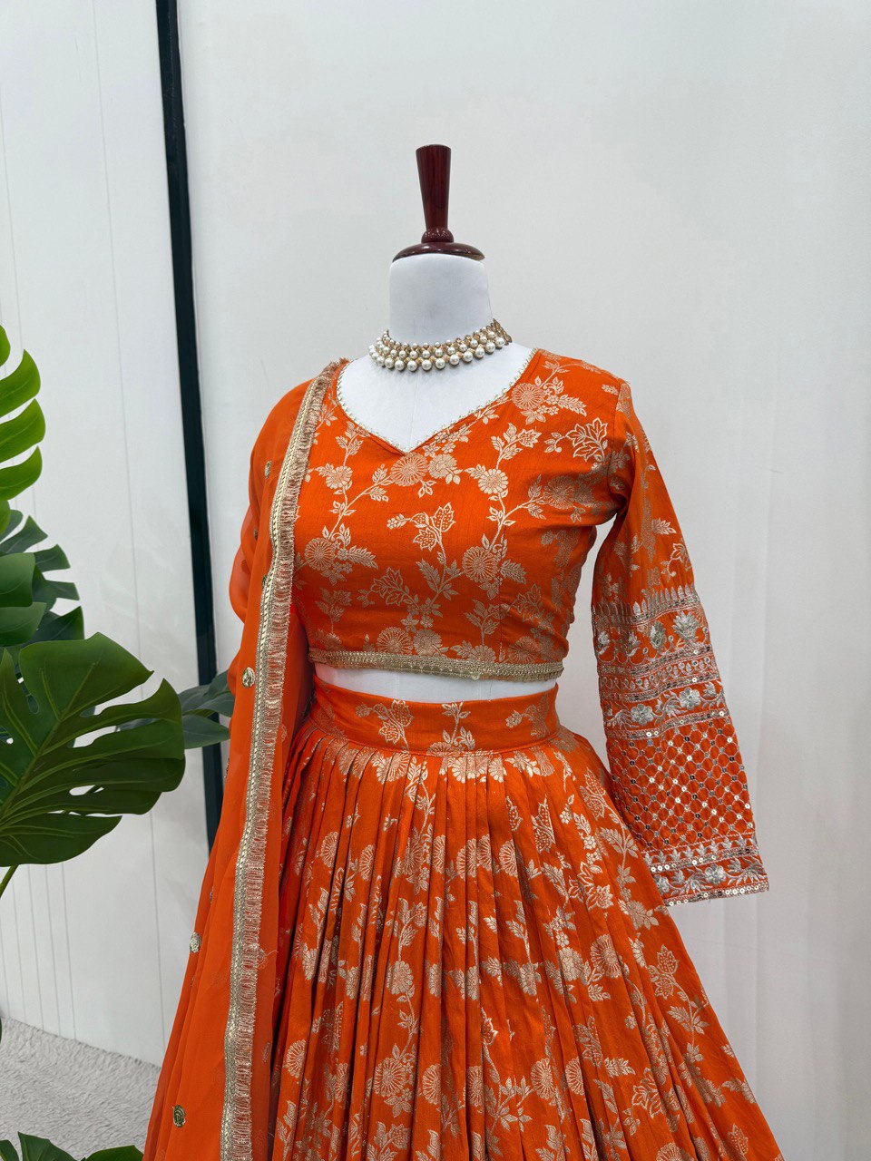 Latest Jacquard Sequence Work Lehenga Choli