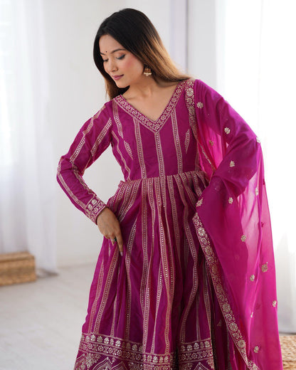 Designer Georgette Sequence Gown Set
