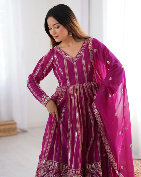 Designer Georgette Sequence Gown Set