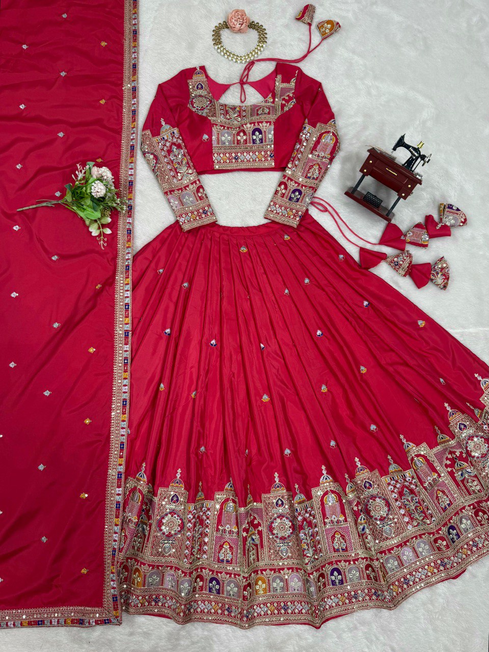 Wedding Wear Crape Silk Sequence Lehenga Choli