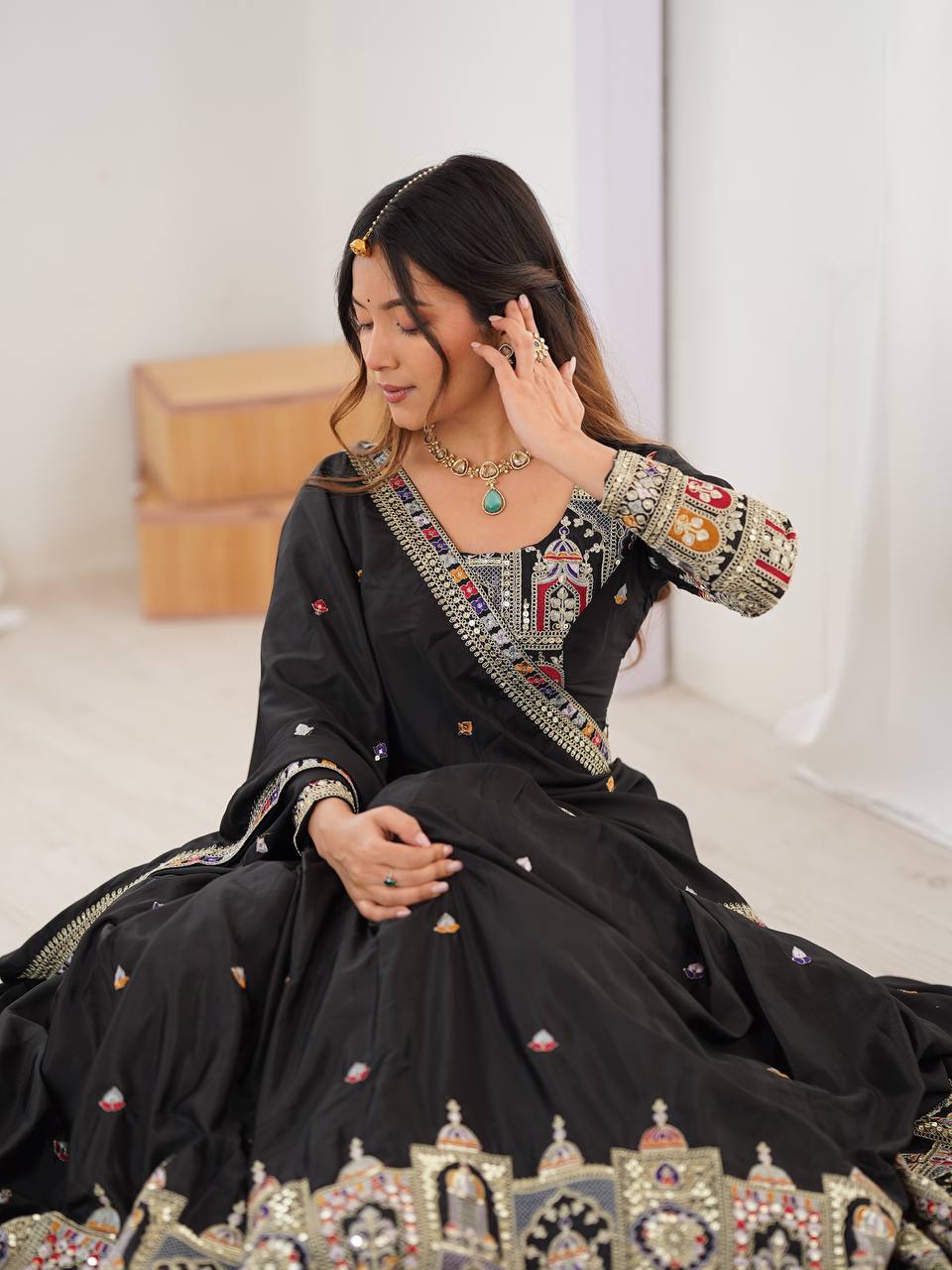 Wedding Wear Crape Silk Sequence Lehenga Choli