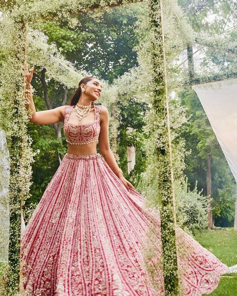 Wedding Wear Red Georgette Lehenga Choli