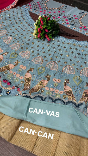 Wedding Wear Georgette Sequence Chine Work Lehenga Choli