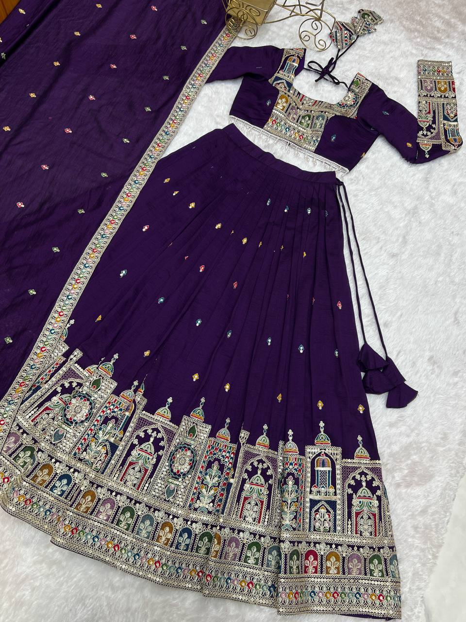 Latest Vichitra Silk Full Stitched Lehenga Choli